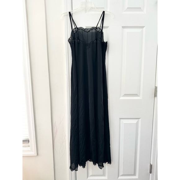 Lux Lux Designed by Hardy Amies England Designer Black Sheer Long Slip High Slit - Picture 1 of 14
